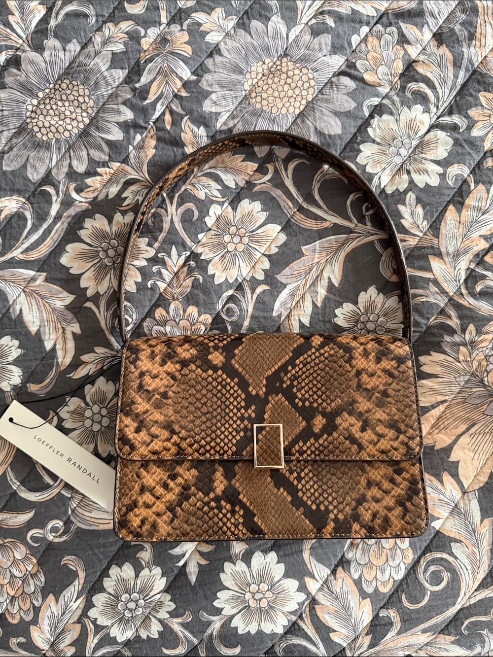 Loeffler Randall Brown and Black Snake-Print Shoulder Bag